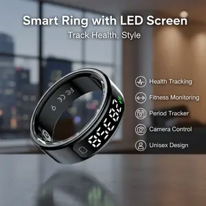P4 Smart Ring with LED Screen--Health, Fitness & Period Tracker, Camera Control. Gift for Men & Women, Black/Rose Gold/Silver Wearable Tech Gadgets Remote,  Fitness health monitor