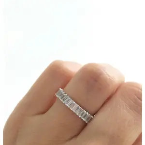 Sterling Silver 4mm Baguette Wedding Band