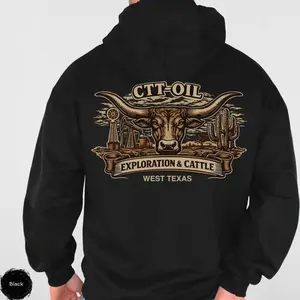 CTT Oil Exploration & Cattle Hoodie, Landman Sweatshirt, Company West Texas Man Shirt