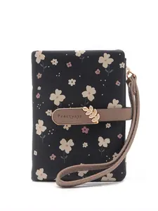 Women's Preppy Style Floral Pattern Short Wallet, Casual Trendy Zipper Short Folding Coin Coin Purse, Versatile Pu Leather Card Slots Coin Purse for Daily Use, Fashionable Card Holder