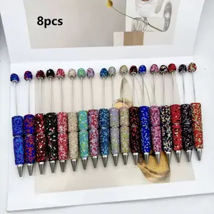 8-Pack DIY Colorful Beaded Pens, Aesthetic Pens, Unique Pens, Rollerball Pen Set, Ink Creative Holiday Stationery, School Supplies, Fashion Writing Office Essentials