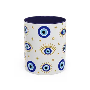 Evil Eye Ceramic Coffee Mug, 11oz,  Greek Eye, Ward Off Evil, Gift For Mom, Gift for Her Drinkware