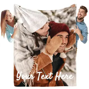 BARLEY ONE Click “Shop Chat”, Send Photos, Custom Blanket with Picture & Name, Unique Personalized Gift for Him/Her, Cozy Fleece Throw for Valentine's Day, Anniversary & Birthday