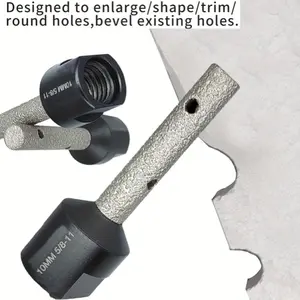 0.4inch (10mm) Diamond Finger Milling Bit 5/8"-11 Thread Finger Bit For Enlarging, Shaping, Grinding, Round Bevel Existing Holes In Porcelain Ceramic Granite Countertop Marble Tile Round, Tile Drill Bits, Tile Bit, Diamond Drill Bit
