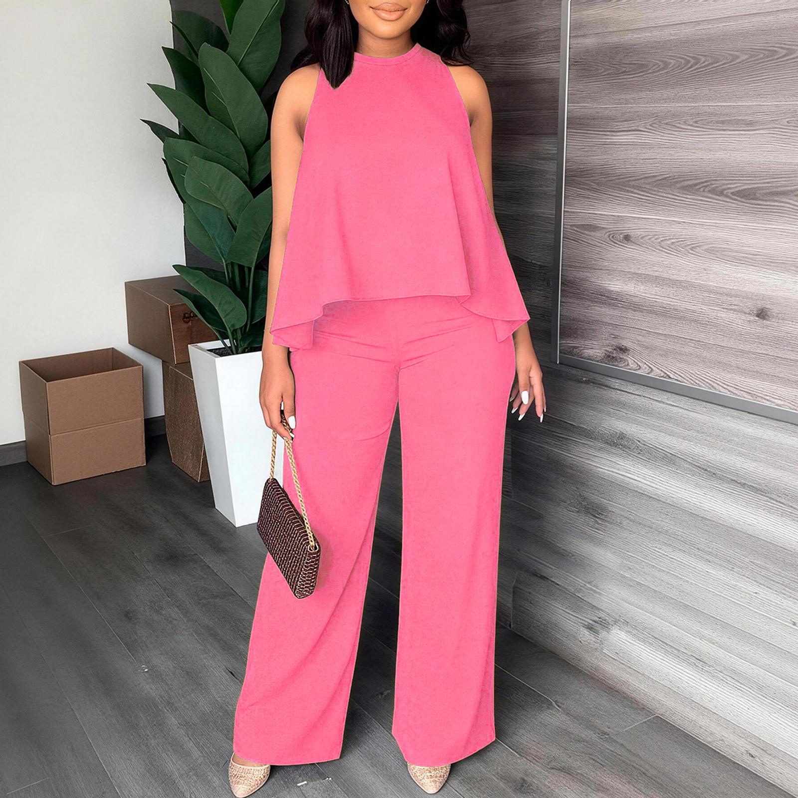 Women's New Spring-Summer Set: Lightweight Flowy Halter Two-Piece with High-Waisted Wide Leg Pants – Comfortable, Stylish, and Perfect for Every Casual to Dressy Occasion This Season Women's New Spring-Summer Set: Lightweight Flowy Halter Two-Piece with High-Waisted Wide Leg Pants – Comfortable, Stylish, and Perfect for Every Casual to Dressy Occasion This Season