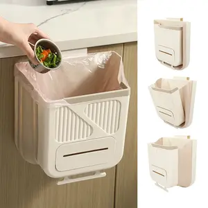 1 Count Foldable Kitchen Narrow Trash Can – Hanging Garbage Organizer and Kitchen Bin, Space-saving Household Item for Home, Closet, Bedroom, or Dormroom #TikTokShop Back to School# Kitchen Accessories