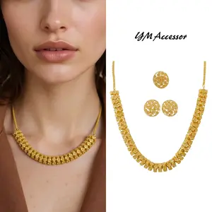 YM 18K Gold Plated Lucky Clover Jewelry Set: Multi-Layer Necklace, Earrings & Split Ring for Men & Women, Good Luck Charm for Valentine's Day & Everyday Wear(Earrings, Necklace & Ring)