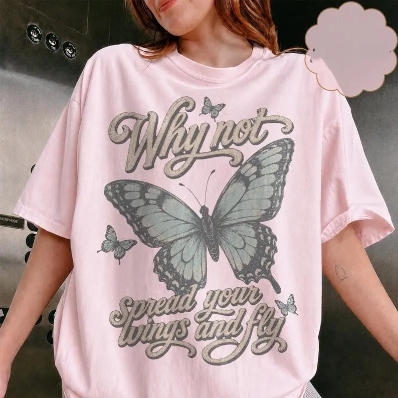 Vintage Hilary D Shirt Why Not Butterfly Tee, Retro 2000s Lizzye Shirt, Nostalgic Pop Culture Y2K Tee