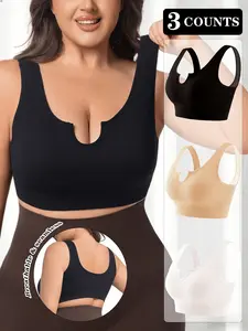 3PCS Seamless Lift Plus Size Bralette, Wire-Free Support & Shaping, Breathable Lightweight Fabric
