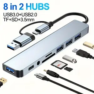 8-in-1 USB C Hub, 4-in-1 USB C Adaptor, 7-in-1 USB Hub with Splitter Card Reader, USB C Port, USB 3.0/2.0,RJ45 PD 87W Multi-Port, SD/TF Splitter Card Reader, MacBook Pro/Air Connected Station, Computer Accessories USB C Laptop and Other Type C Devices