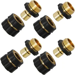 3/4 Inch Garden Hose Quick Connector Fittings, Easy Connector Fitting, Male and Female Set, (4)