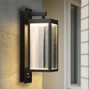 Motion Sensor Outdoor Wall Light LED Wall Sconce Black Mount  Exterior Light Fixture  Porch Lamps for Patio Entryway Doorway Fence Garage, 750LM 3000K