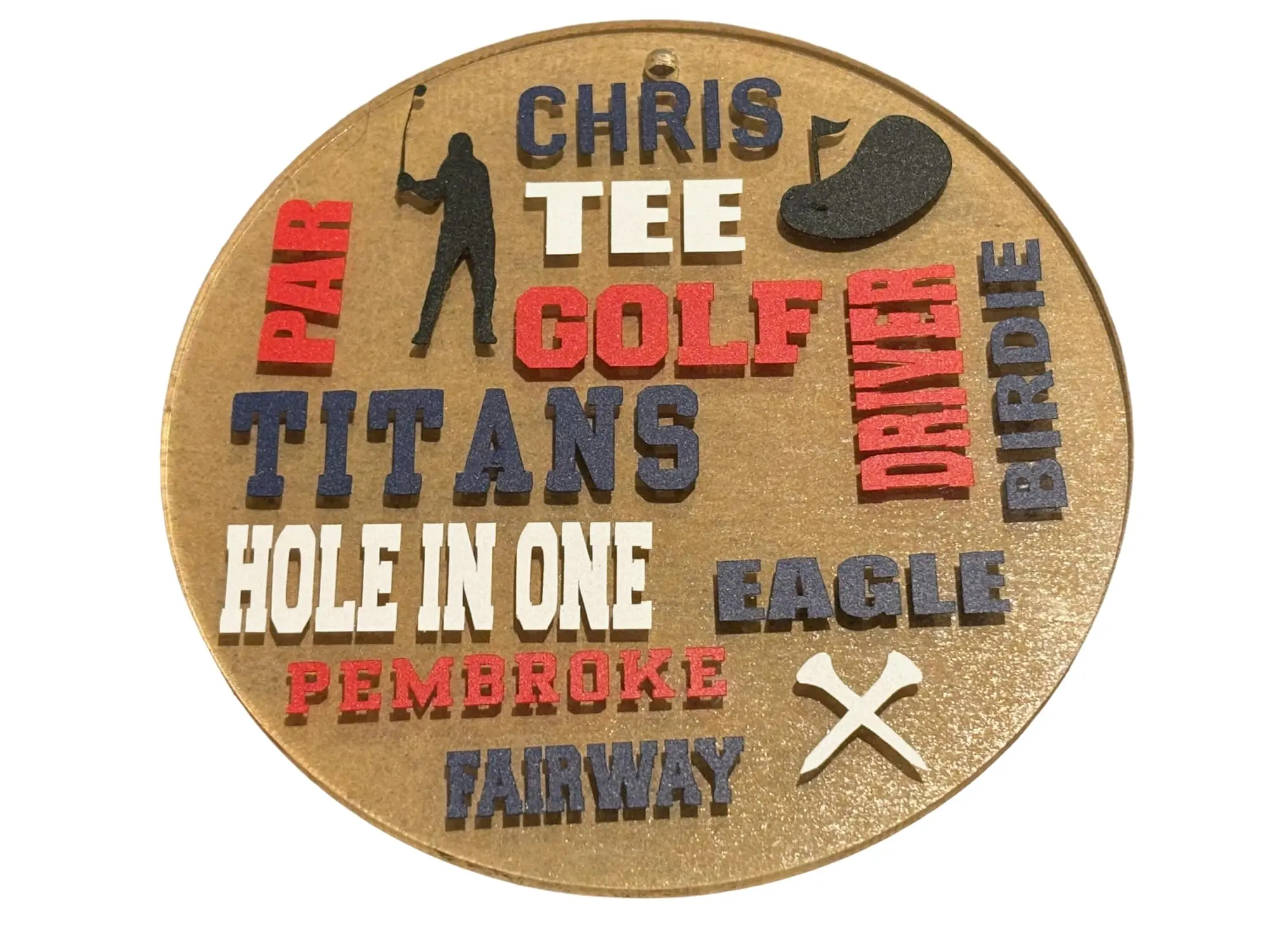 Personalized Golf Ornament, 3.5 Inch Acrylic, Subway Word Art Design, Player, Team, Coach, Christmas Ornament