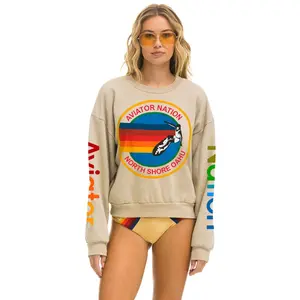AVIATOR NATION NORTH SHORE RELAXED CREW SWEATSHIRT - SAND