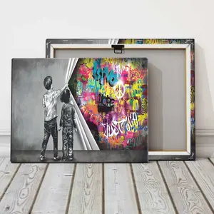 Wooden Frame Canvas Poster, Graffiti World Art Print, Modern Living Room Decor, Bedroom Wall Art, Waterproof HD Home Decoration Gift