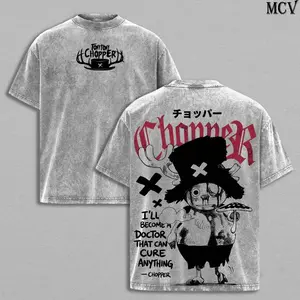 Tony Tony Chopper Washed Tee – OnePiece's Anime Manga Graphic Double Printed T-Shirt, Menswear Heavy Cotton Unisex Oversize Streetwear Vintage Cute Pirate Edition 3R8
