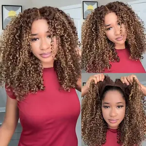 Cynosure 220% Density 4C Edges Blonde Highlight Curly Human Hair 8x5 Lace Wig Natural Edges Hairline Undetectable HD Lace Front Wig