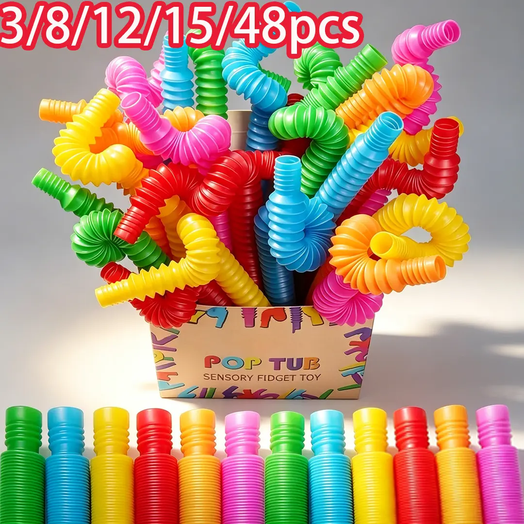 Colorful Sensory Tubes Toy, Sensory Stress Reliever, Stress Relieving Tool, Enhances Fine Motor Skills, Perfect for Adhd and Autism, Unisex Gift for Preschoolers, Stretchable 5.5-46 Inches