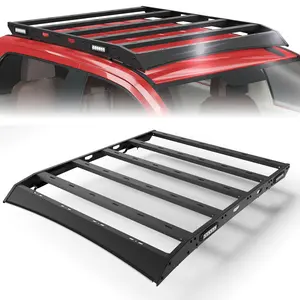 Longsun Heavy Duty 360° Fit Aero Shape Heavy Steel Roof Rack for 2007-2021 Toyota Tundra 2nd-3rd Gen Crew Max, Factory Mounts Top Cargo Carrier with Side LEDs
