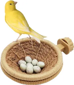 Bird Breeding Nest Canary Finch Parrot Weave Hemp Rope Nest(4.4inches)
