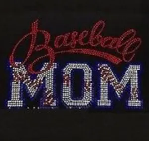 Baseball Mom 10.25"x6.58" Rhinestone Iron On Transfer
