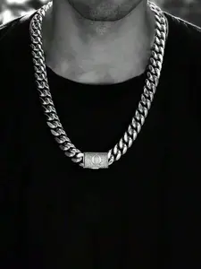 Men's Street Trend Chunky Cuban Chain Necklace, Letter Design Pendant Necklace, Fashion Hip Hop Jewelry for Party, Daily Decor, Trendy All-match & Exquisite Jewelry for Birthday Gift