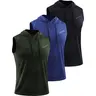 Neleus Men's 3-Pack Dry Fit Polyester Hooded Sleeveless Sports Vest - Dry Fit Active Fitness Clothes, Anti-Perspiration Athletic Sleeveless Sports Top, Machine Washable for Running, Boxing