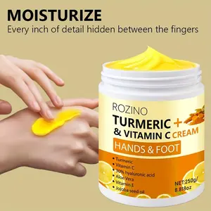 [10 PACK] ROZINO Turmeric & Vitamin C Cream for Hands & Feet - 250g Moisturizing Formula with Hyaluronic Acid & Aloe Vera