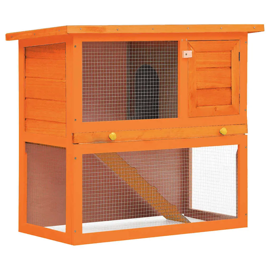 vidaXL Rabbit Hutch Bunny Cage House with Pull Out Tray Ramp Solid Pine Wood 3000576