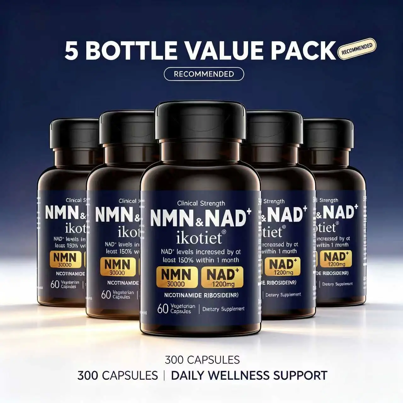 ikotiet NMN Dietary Supplement Capsules, Vegan Formula, Non-GMO, Gluten-Free, Daily Nutrition Support