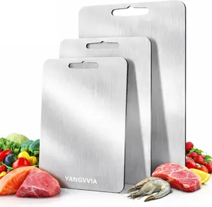 Cutting Board, 304 Foodgrade Stainless Steel Cutting Boards for Kitchen, Double Sided Metal Board, Dishwasher Safe, Durable Non-Slip Board for Meat,Vegetables and Fruit