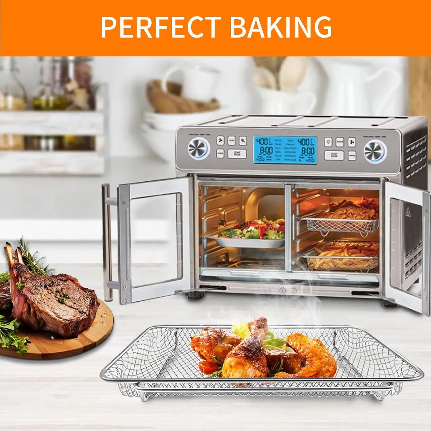 Fryer Basket  Compatible with Emeril Lagasse Dual Zone 360  Fryer Oven 25 QT - 11.6"x 6.9" Dishwasher Safe Non-Stick Mesh