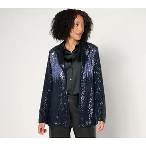 Dennis Basso Sequin Blazer with Ombre Detail at Shoulder