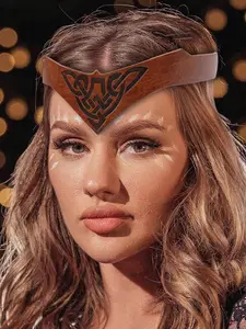 1PC Medieval PU Leather Headband/helmet Viking Renaissance Head Accessories Larp Pagan Cosplay Hair Accessories