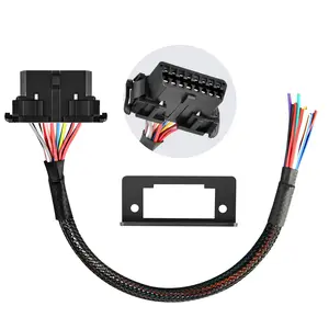 OBD Pin J Female to OBDII Open Pigtail Cable, Pigtail Fixed Wire Harness with Underdash Mount Bracket, OEQuality, FT/ CM