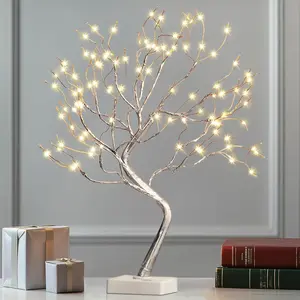 EAMBRITE Fairy Light Spirit Tree, 108 Led Lighted Birch Tree, 8 Modes Lighted Trees for Decoration Inside, USB & Battery Christmas Tree for Home Bedroom Desktop Indoor Xmas Decorations (Sliver)