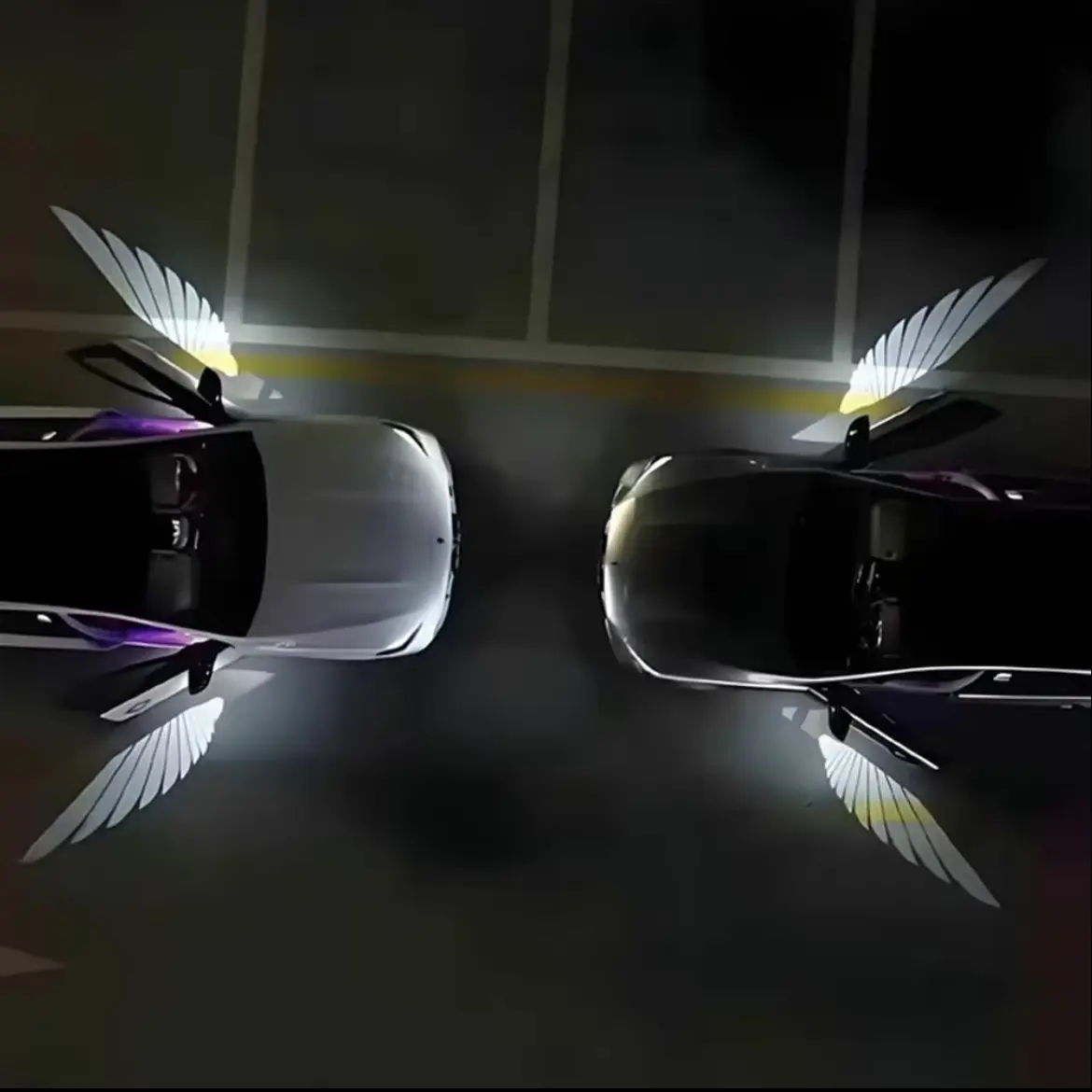 Weekly Picks Car Door Welcome Light, Angel Wing Design Car Door Projector Light, Universal Smart Sensor Car Interior Decorative LED Light, Car Accessories