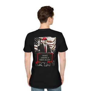 Make America First Again Unisex Softstyle T-Shirt travel duffel adjustable baseball donald trump