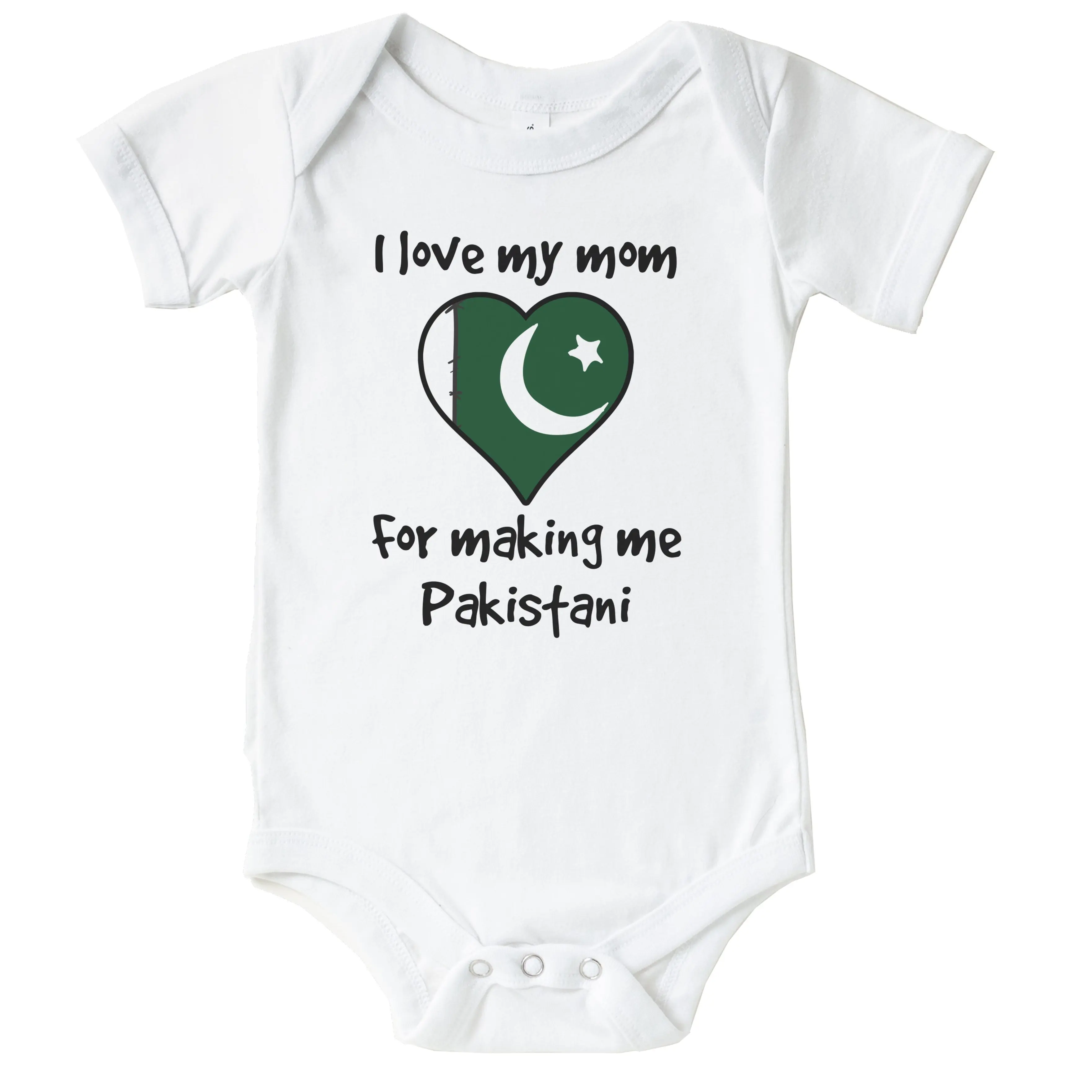 I Love My Mom For Making Me Pakistani Funny Cute Pakistan Heart Flag Baby Bodysuit