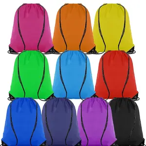 Drawstring Backpack Bulk Sports Drawstring Bag - Adjustable Polyester for Gym, School, and Travel Use