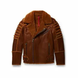 Original Goose Country Men's Sheepskin Shearling Moto Jacket
