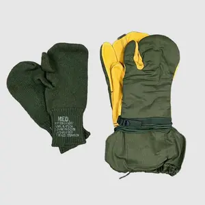 M1965 Trigger Finger Mittens w/Inserts - Cold Protection, Unisex, Olive Drab & Yellow, NSN 8415-00-926-1526