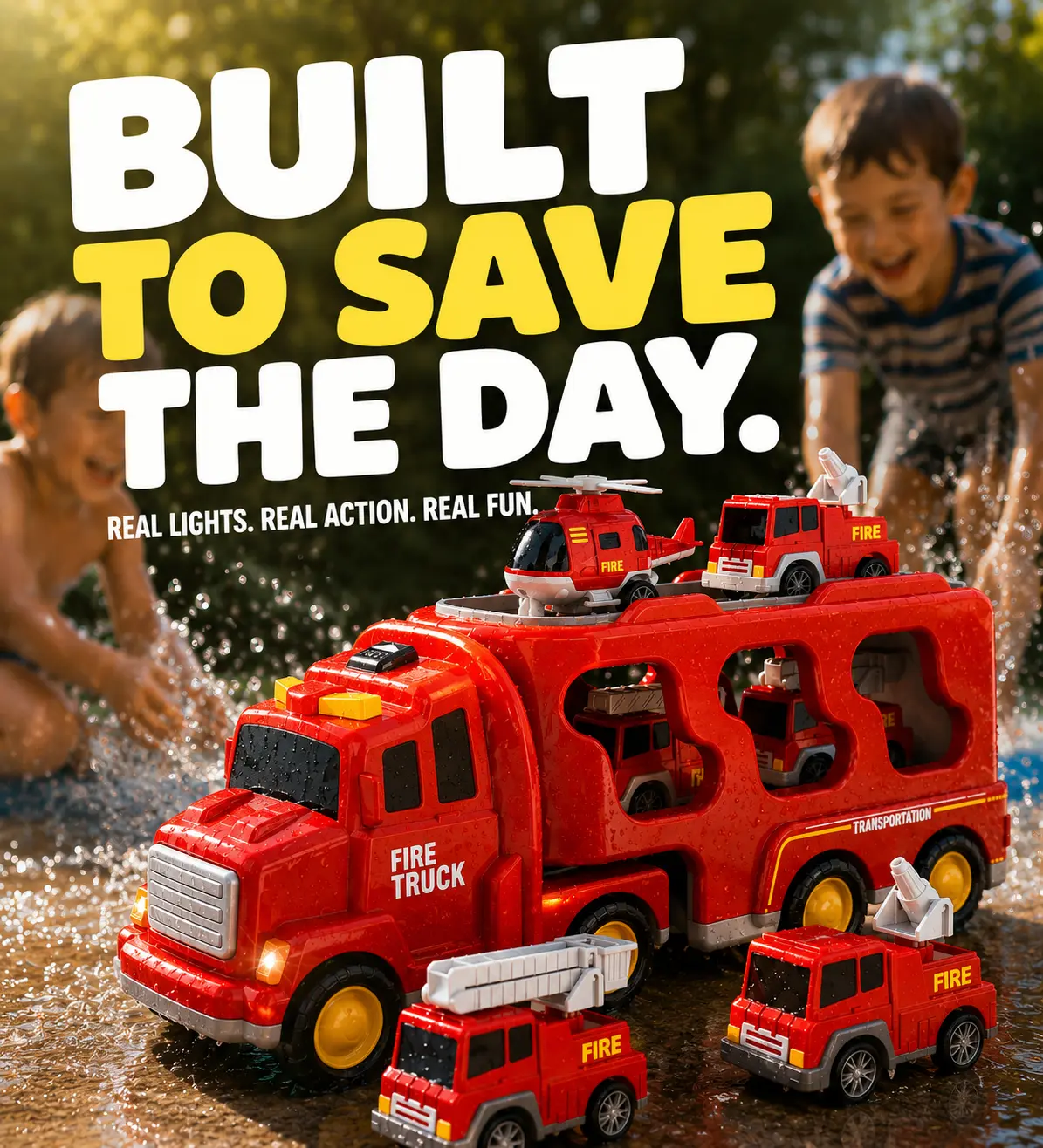 5 in 1 / 7 in 1 Construction Truck Toy Set for  Ages 3 to 6 Educational Car Toy with Mini Vehicles and Storage Feature Birthday or Holiday Gift
