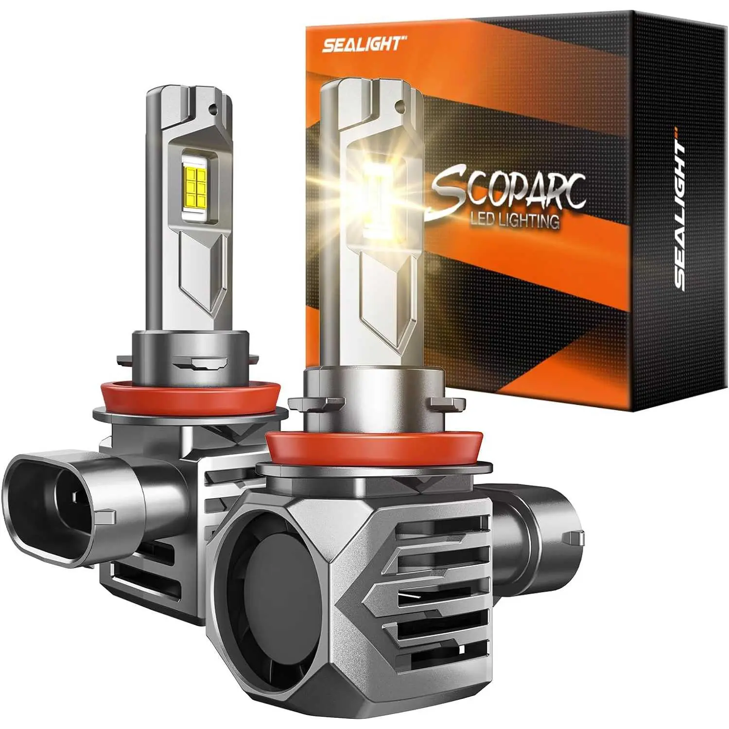 2011 Saab 9-3 H11/H8/H9/H16 130W 4500K Warm White IP68 LED Headlight Bulbs 2PCS SEALIGHT S7S