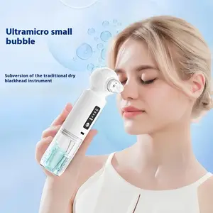 USB rechargeable oxygen-infused facial cleansing device, Blu-ray heat therapy blackhead remover, 6-head replaceable vacuum pore cleaning instrument, microbubble treatment for deep cleansing, home facial massage and lifting beauty equipment for ladies.