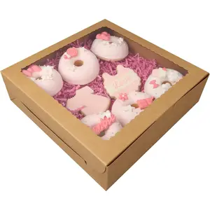 12 count 9x9x2.5 Inches Brown Pie Box Bakery Boxes with Window Cookie boxes  Boxes Dessert Boxes Donut Boxes Muffin Boxes for Pastry Candy Small Cake Cupcake for  Giving Party