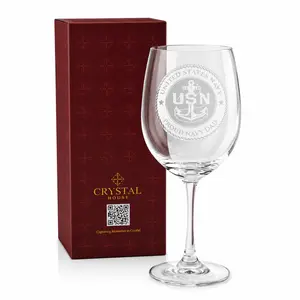 Premium Custom US Navy Gift – Fine Crystal Glass with Deep Sand Carved Engraving