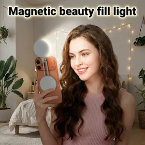 Magnetic Selfie Light for MagSafe, Portable LED Phone Fill Light with Extendable Arm & Stand, 3 Color Modes Dimmable Camera Light for Vlogging, Video Calls, and Photography