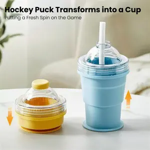 Folding ice hockey cup, silicone cup, summer ice hockey folding water cup, creative silicone ice cube mold, large spherical homemade whiskey freezer. Reusable Coffee