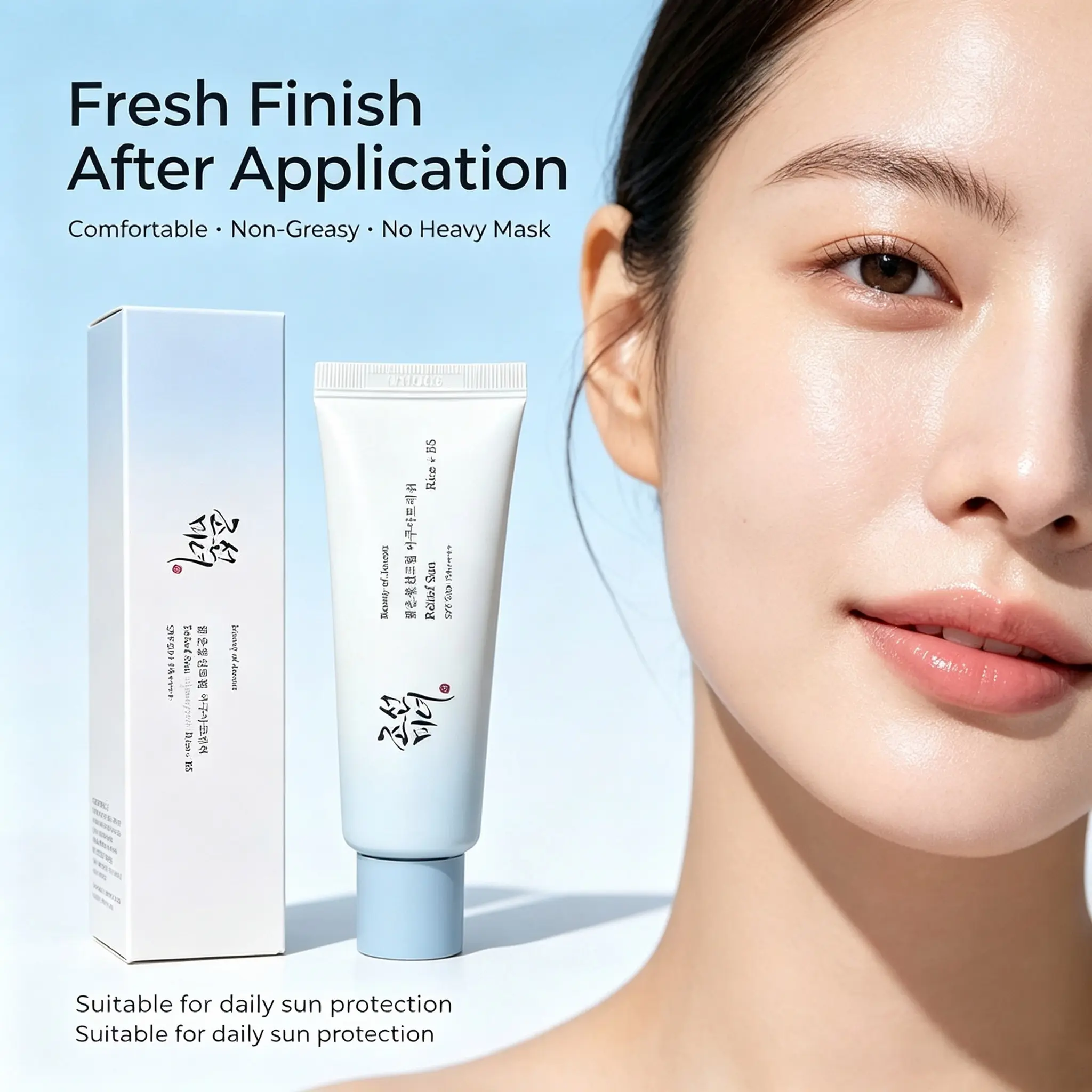 Beauty of Joseon Relief Sun Aqua-Fresh Rice + B5 Facial Sunscreen (50ml, Korean Version) - SPF50+ PA++++, Hydrating, Nourishing Daily UV Protection for Sensitive Adult Skin, Brightening Selfcare